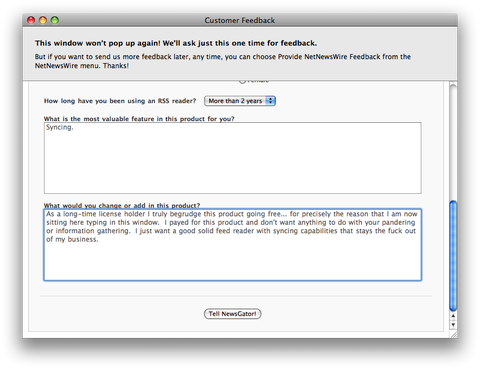 NewsGator Feedback